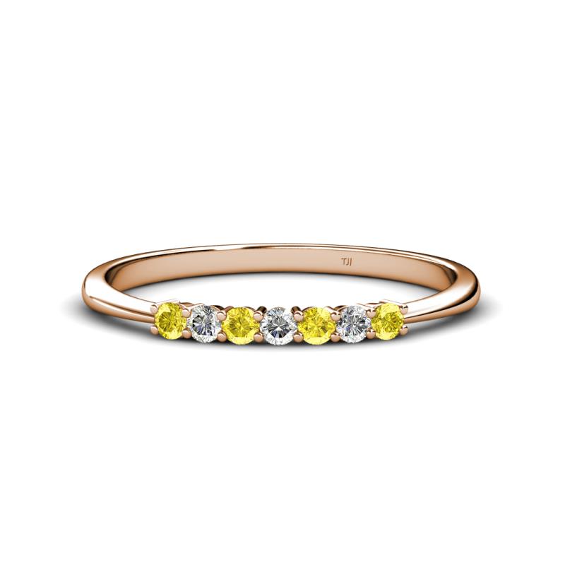 Reina 2.30 mm Yellow Sapphire and Diamond 7 Stone Wedding Band 