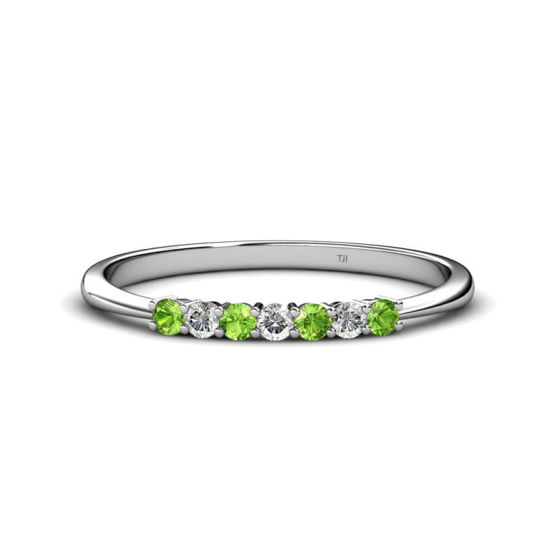 Reina 2.30 mm Peridot and Diamond 7 Stone Wedding Band 