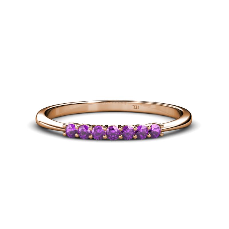 Reina 2.00 mm Amethyst 7 Stone Wedding Band 