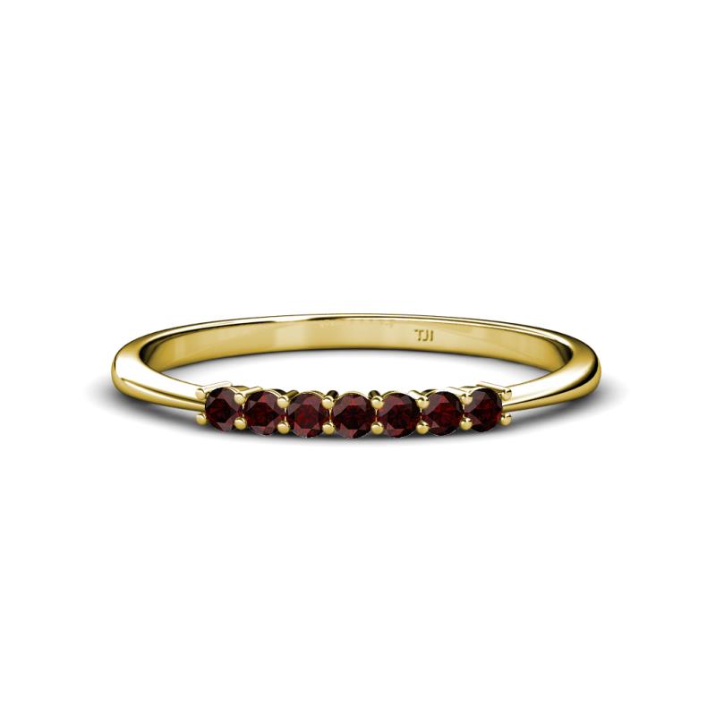 Reina 2.00 mm Red Garnet 7 Stone Wedding Band 