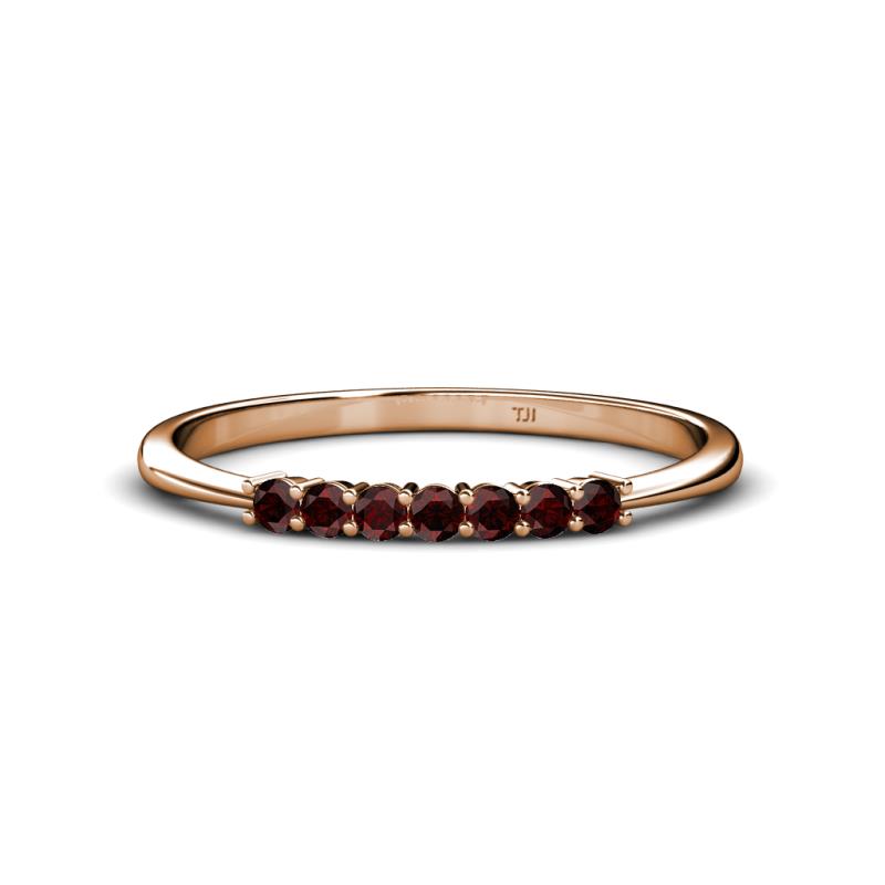Reina 2.00 mm Red Garnet 7 Stone Wedding Band 