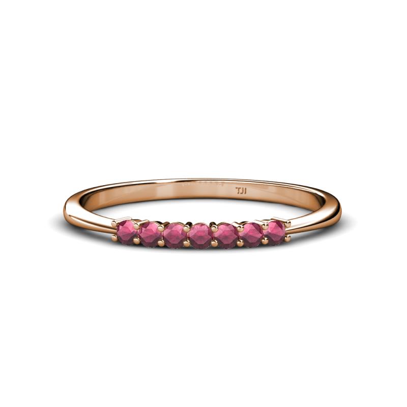 Reina 2.00 mm Rhodolite Garnet 7 Stone Wedding Band 