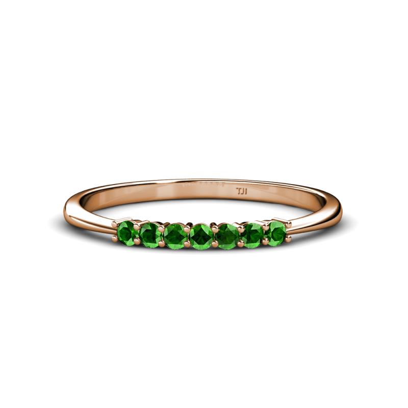 Reina 2.00 mm Green Garnet 7 Stone Wedding Band 