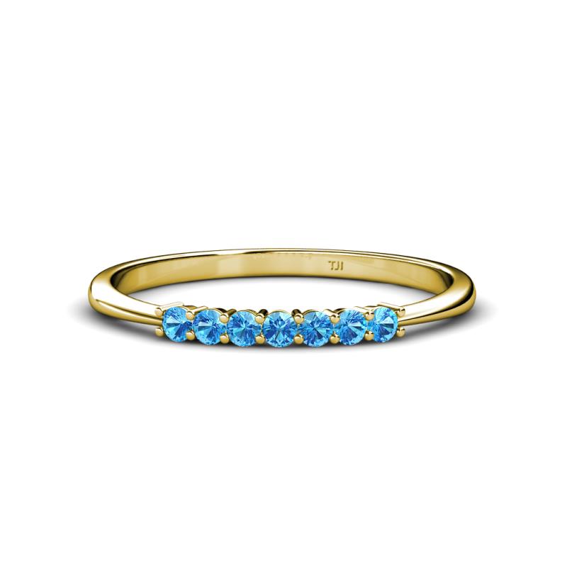 Reina 2.00 mm Blue Topaz 7 Stone Wedding Band 