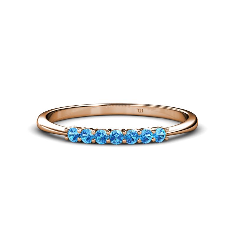 Reina 2.00 mm Blue Topaz 7 Stone Wedding Band 