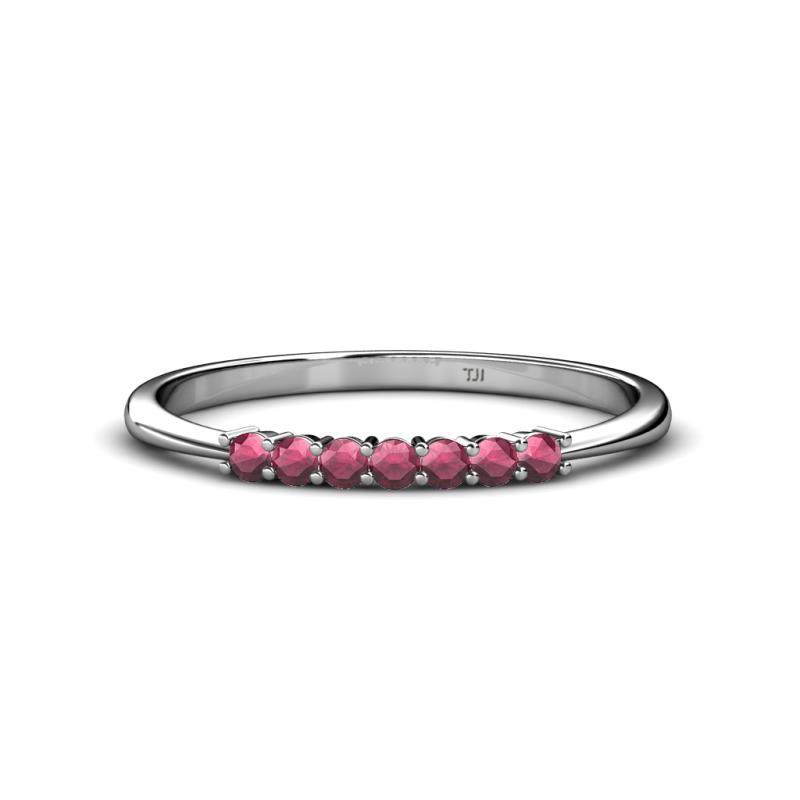Reina 2.00 mm Rhodolite Garnet 7 Stone Wedding Band 