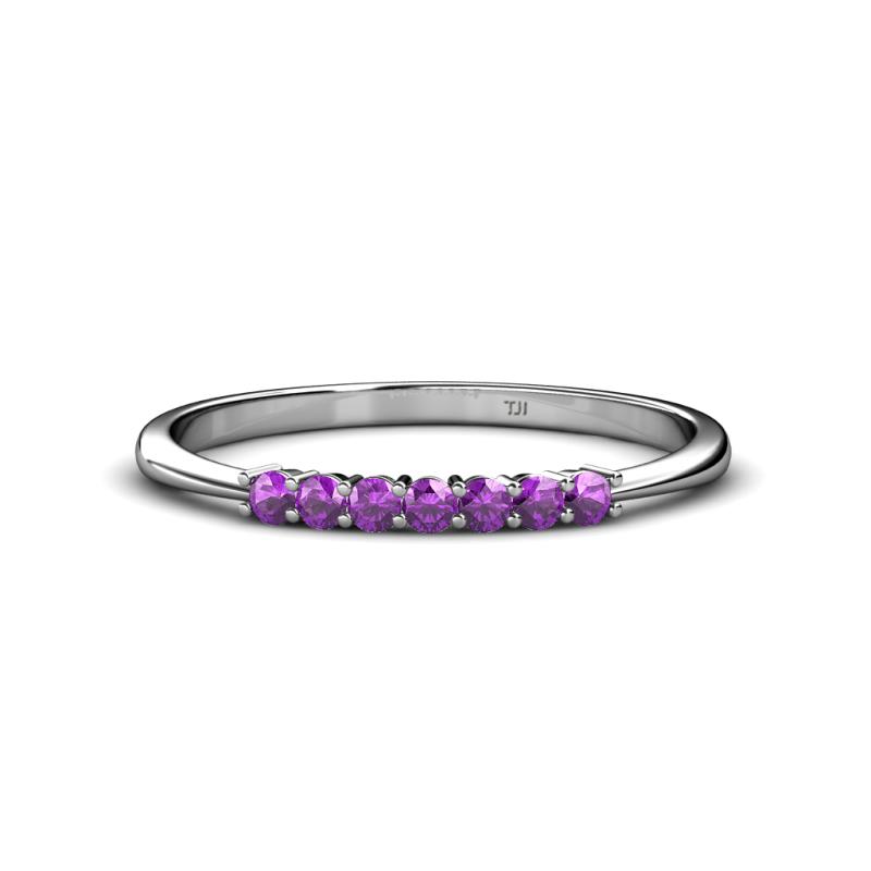 Reina 2.00 mm Amethyst 7 Stone Wedding Band 