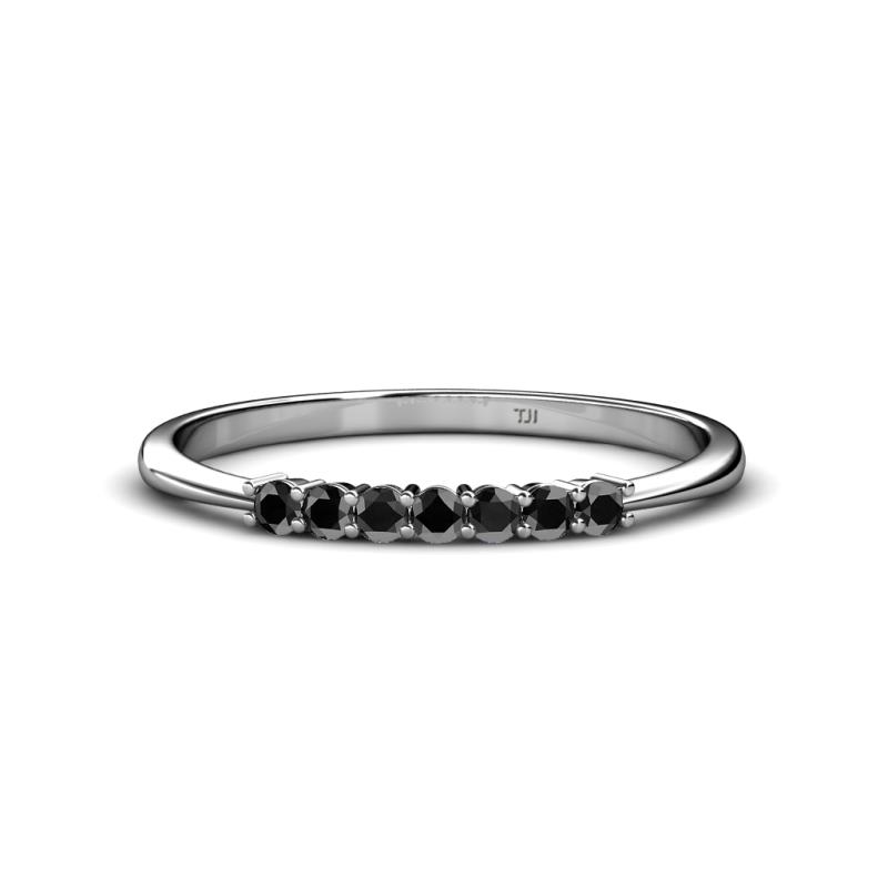 Reina 2.00 mm Black Diamond 7 Stone Wedding Band 