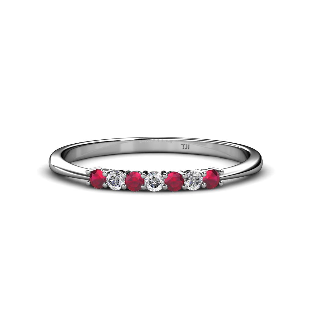 Reina 2.00 mm Ruby and Diamond 7 Stone Wedding Band 