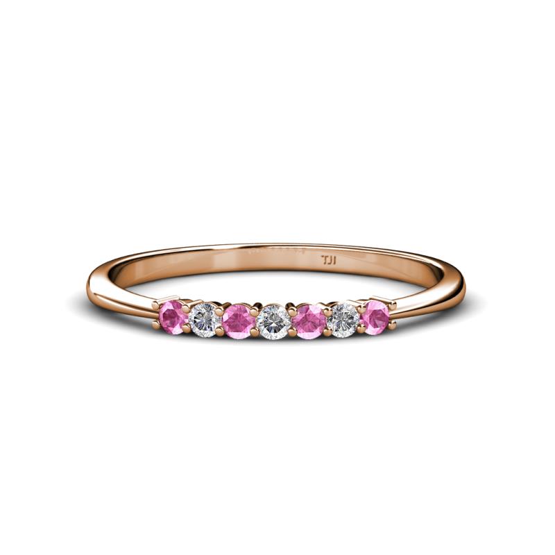 Reina 2.00 mm Pink Sapphire and Diamond 7 Stone Wedding Band 