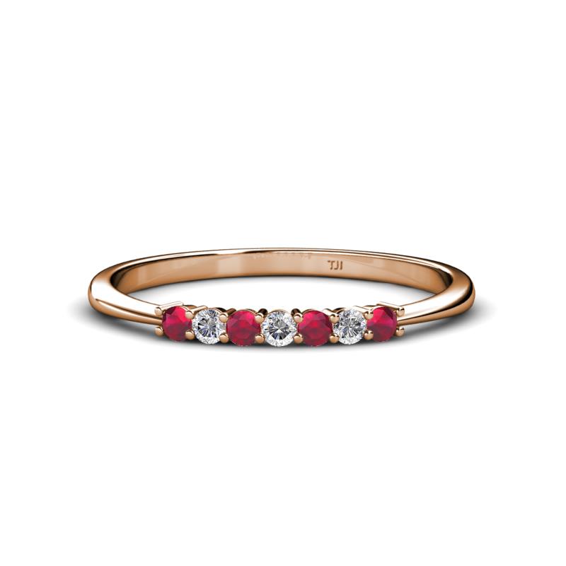 Reina 2.00 mm Ruby and Diamond 7 Stone Wedding Band 