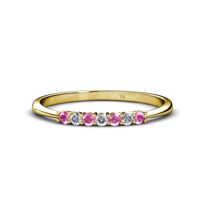 Reina 2.00 mm Pink Sapphire and Diamond 7 Stone Wedding Band 