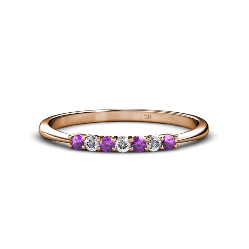 Reina 2.00 mm Amethyst and Diamond 7 Stone Wedding Band 