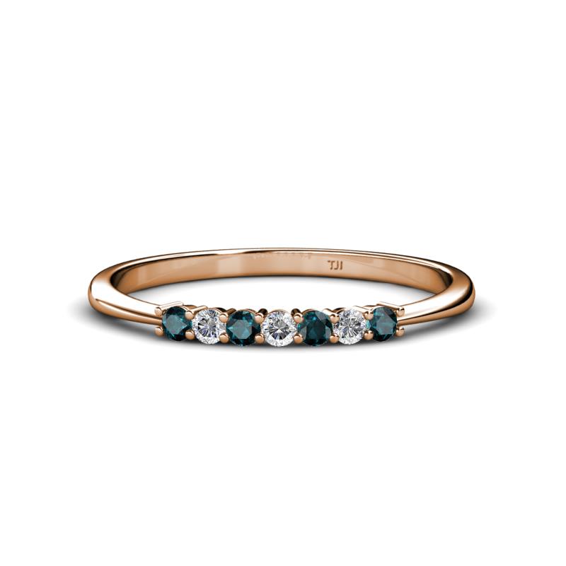 Reina 2.00 mm London Blue Topaz and Diamond 7 Stone Wedding Band 