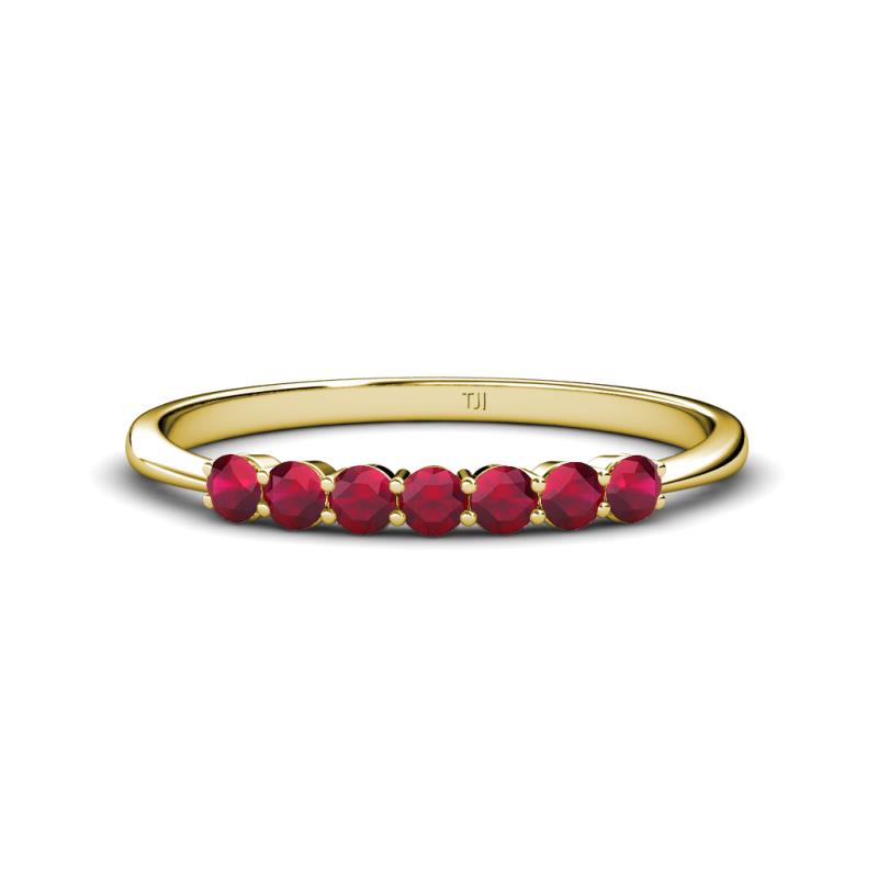 Reina 2.60 mm Ruby 7 Stone Wedding Band 