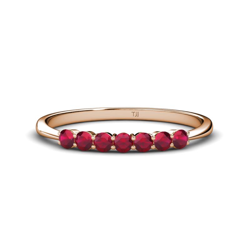 Reina 2.60 mm Ruby 7 Stone Wedding Band 