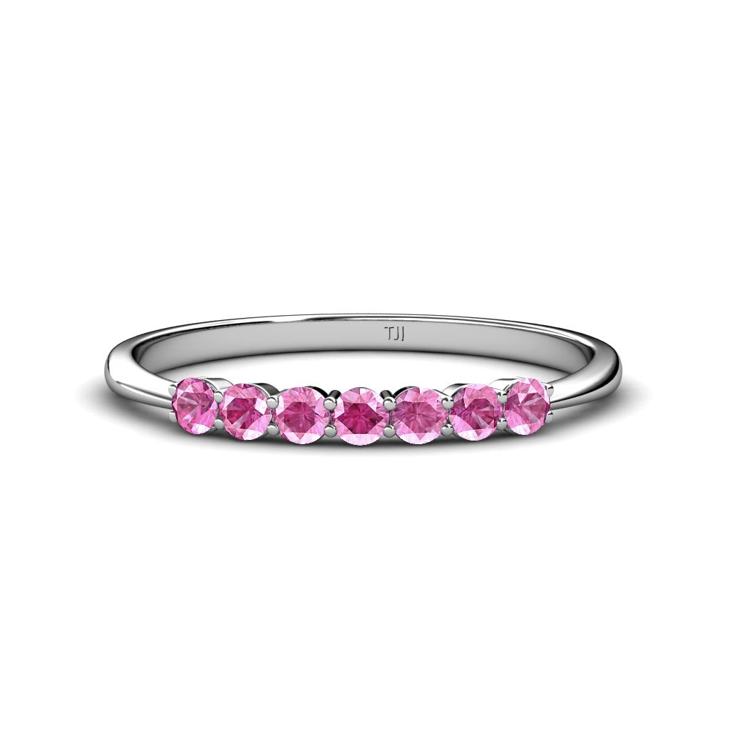 Reina 2.60 mm Pink Sapphire 7 Stone Wedding Band 