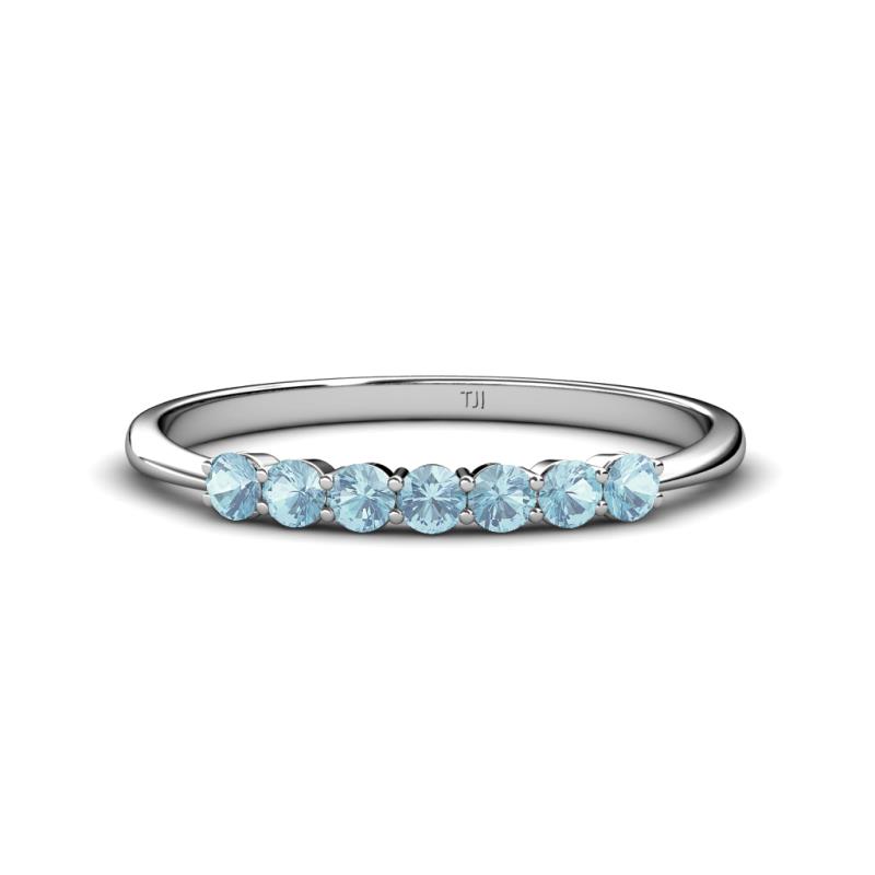 Reina 2.60 mm Aquamarine 7 Stone Wedding Band 