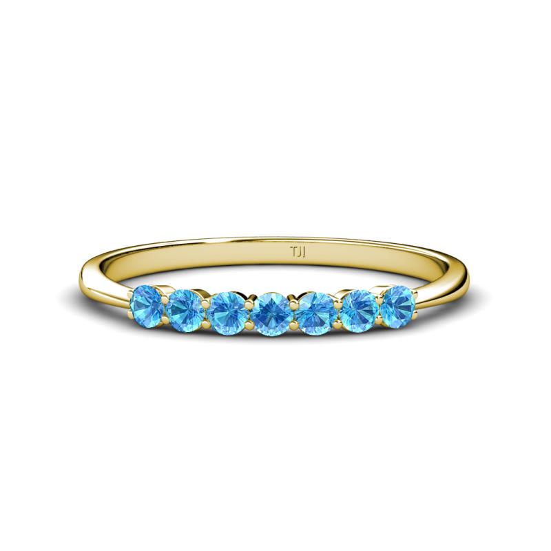 Reina 2.60 mm Blue Topaz 7 Stone Wedding Band 