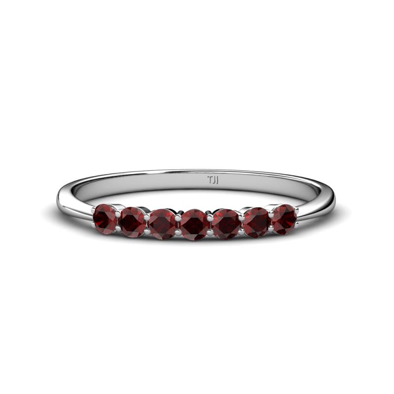 Reina 2.60 mm Red Garnet 7 Stone Wedding Band 