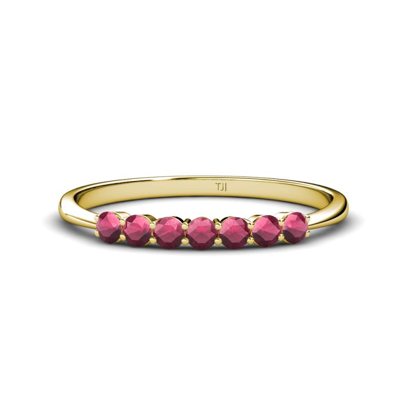 Reina 2.60 mm Rhodolite Garnet 7 Stone Wedding Band 