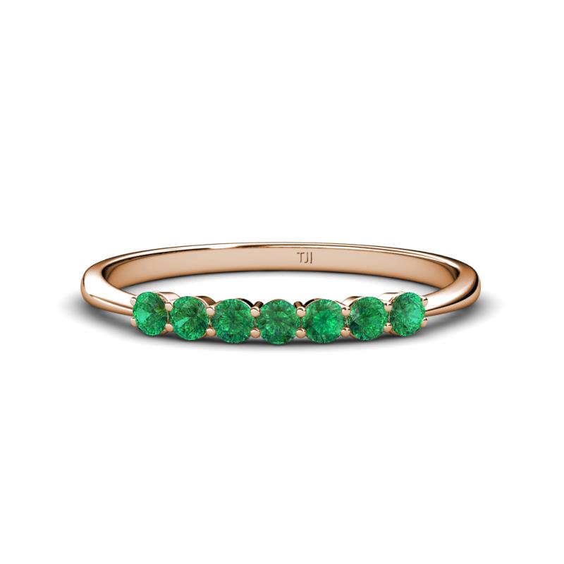 Reina 2.60 mm Emerald 7 Stone Wedding Band 