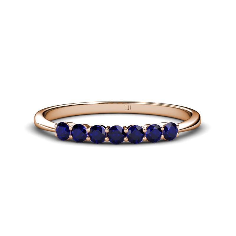 Reina 2.60 mm Blue Sapphire 7 Stone Wedding Band 
