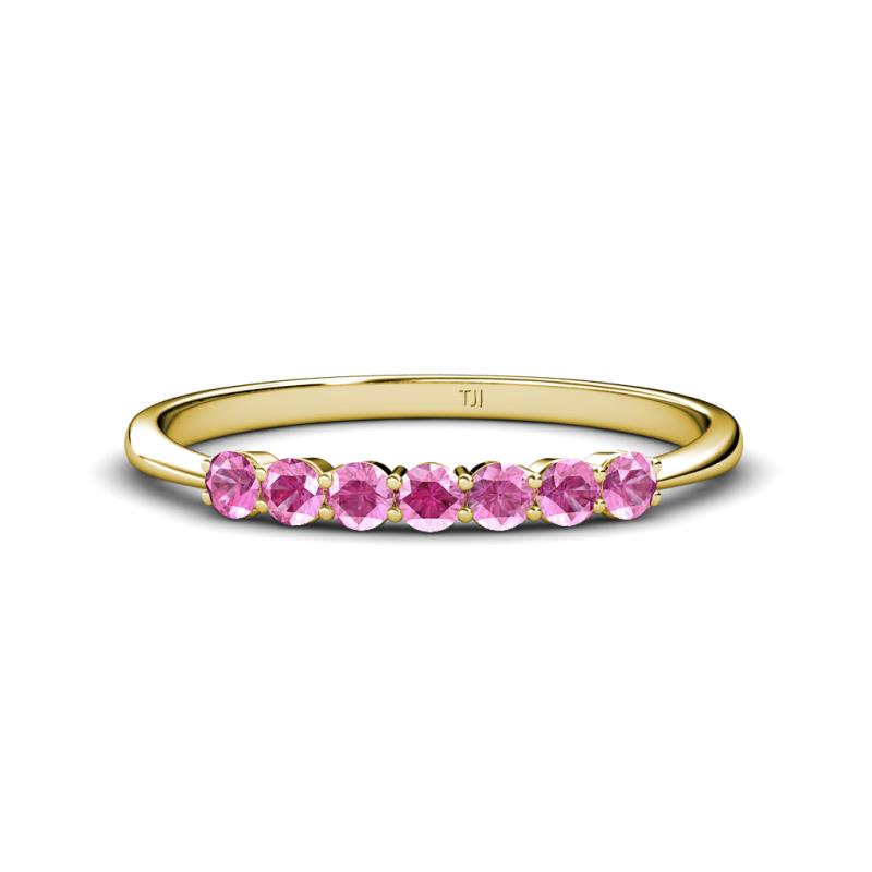 Reina 2.60 mm Pink Sapphire 7 Stone Wedding Band 