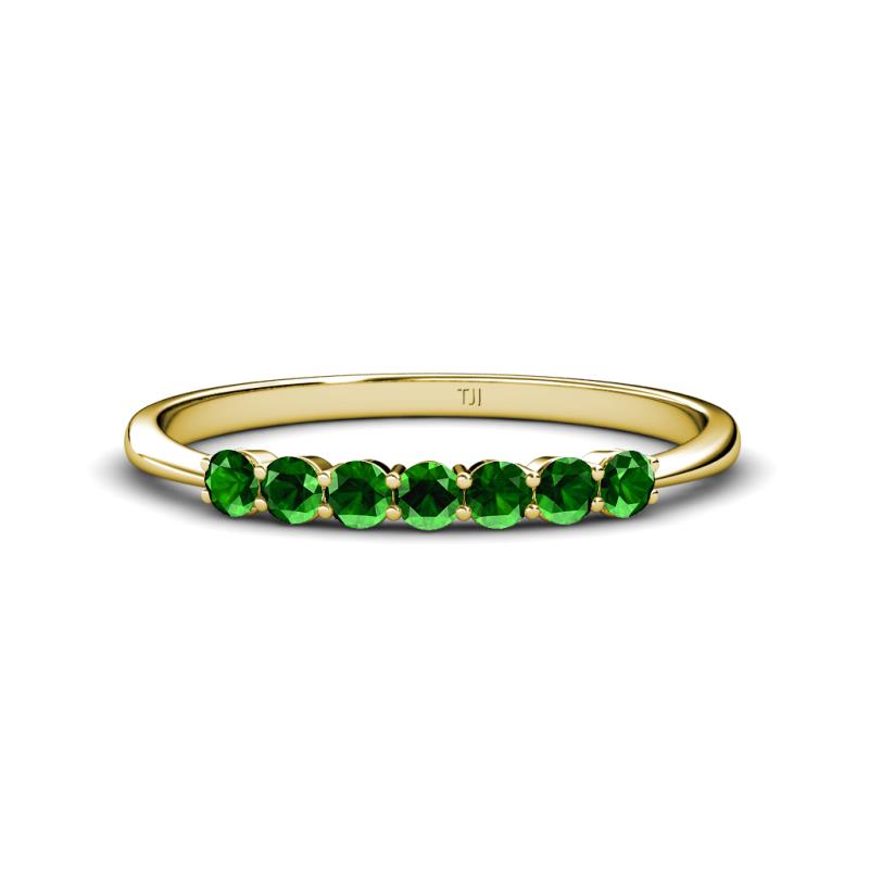 Reina 2.60 mm Green Garnet 7 Stone Wedding Band 