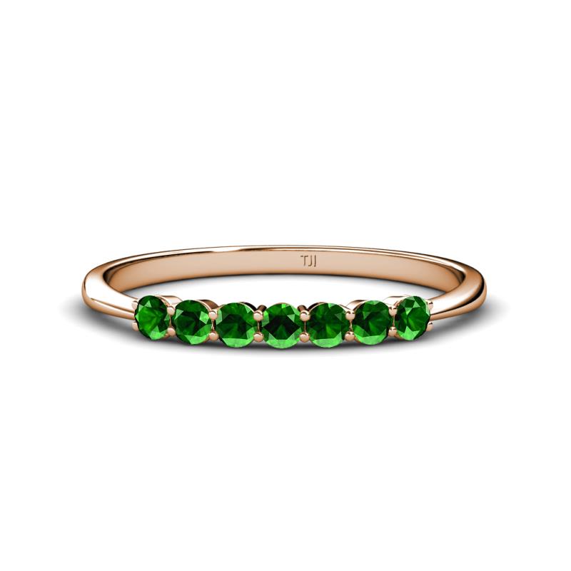 Reina 2.60 mm Green Garnet 7 Stone Wedding Band 