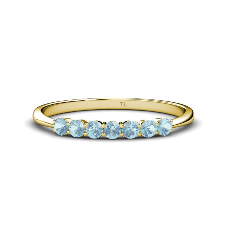 Reina 2.60 mm Aquamarine 7 Stone Wedding Band 
