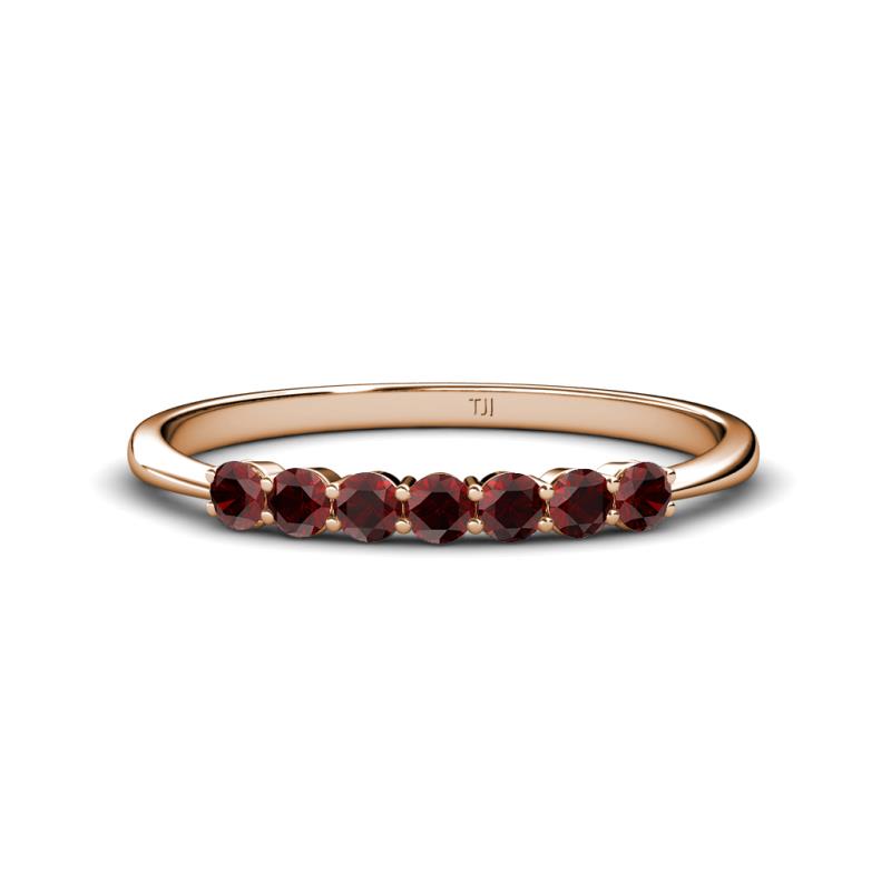 Reina 2.60 mm Red Garnet 7 Stone Wedding Band 