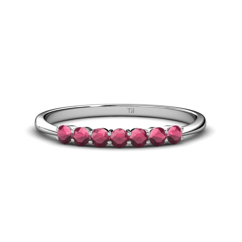Reina 2.60 mm Rhodolite Garnet 7 Stone Wedding Band 