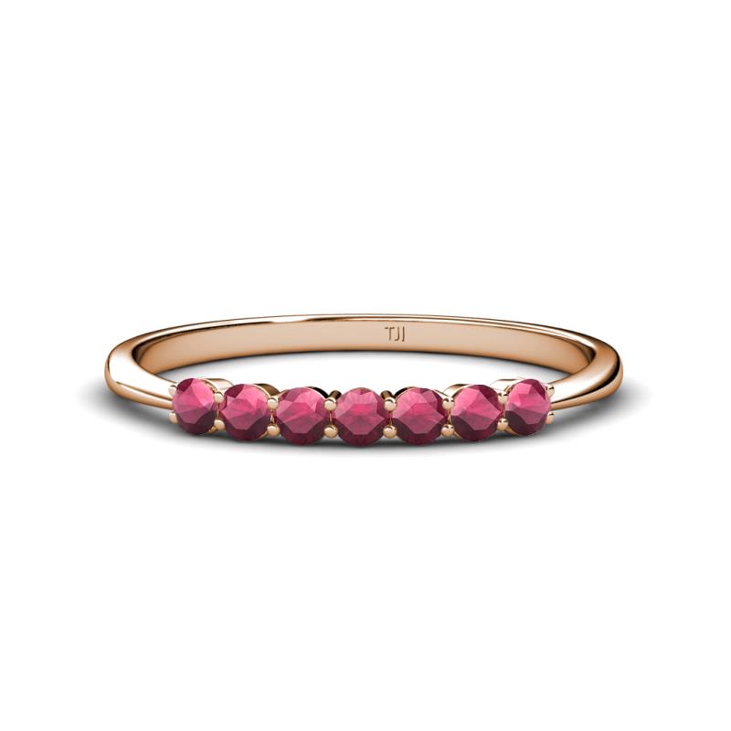 Reina 2.60 mm Rhodolite Garnet 7 Stone Wedding Band 