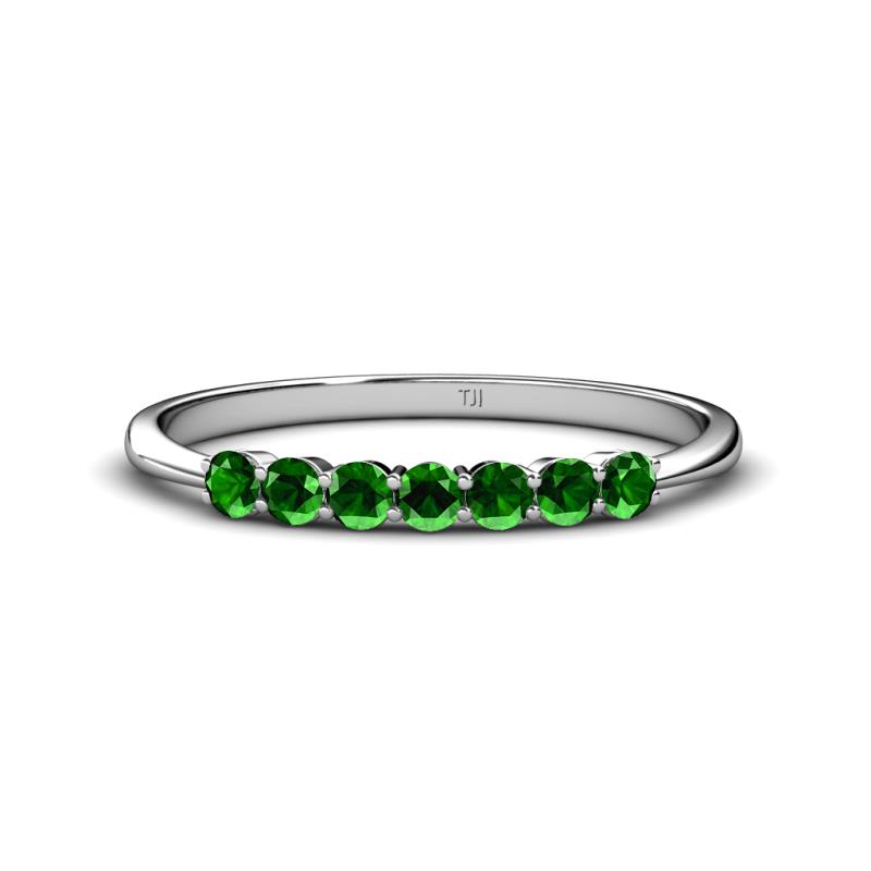 Reina 2.60 mm Green Garnet 7 Stone Wedding Band 