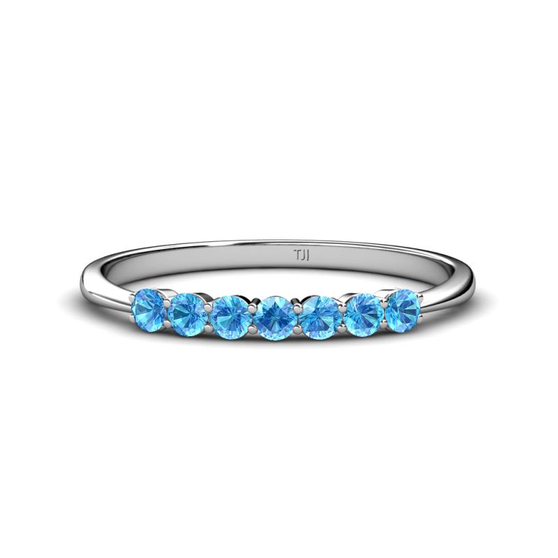 Reina 2.60 mm Blue Topaz 7 Stone Wedding Band 