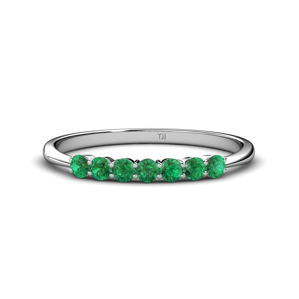 Reina 2.60 mm Emerald 7 Stone Wedding Band 