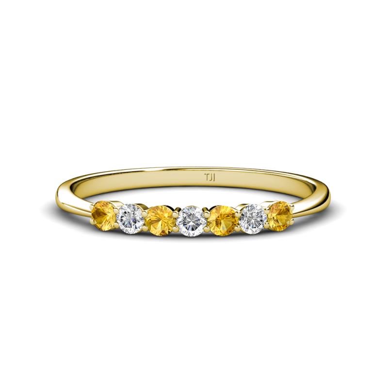 Reina 2.60 mm Citrine and Diamond 7 Stone Wedding Band 