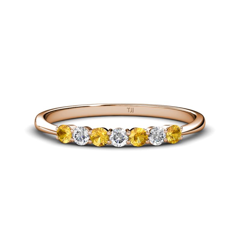 Reina 2.60 mm Citrine and Diamond 7 Stone Wedding Band 