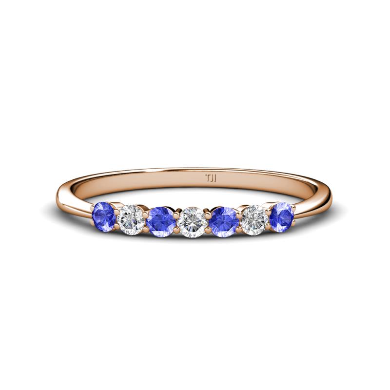 Reina 2.60 mm Tanzanite and Diamond 7 Stone Wedding Band 