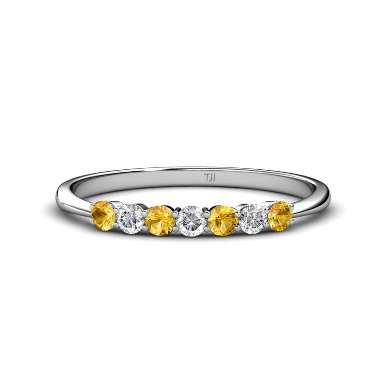 Reina 2.60 mm Citrine and Diamond 7 Stone Wedding Band 
