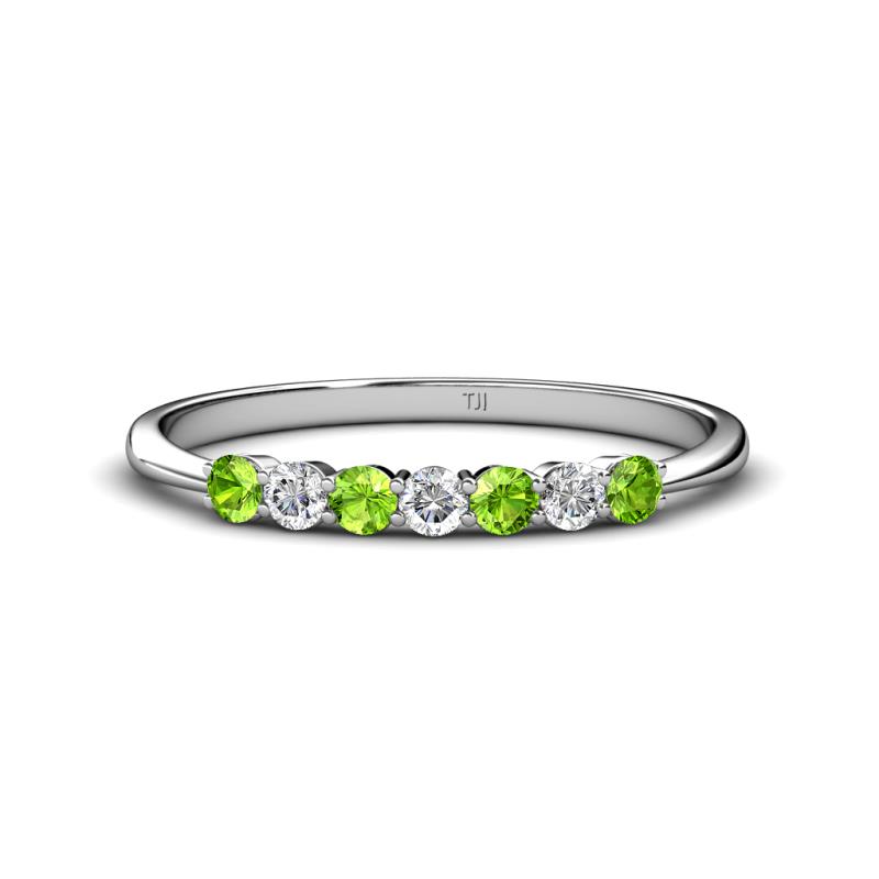 Reina 2.60 mm Peridot and Diamond 7 Stone Wedding Band 