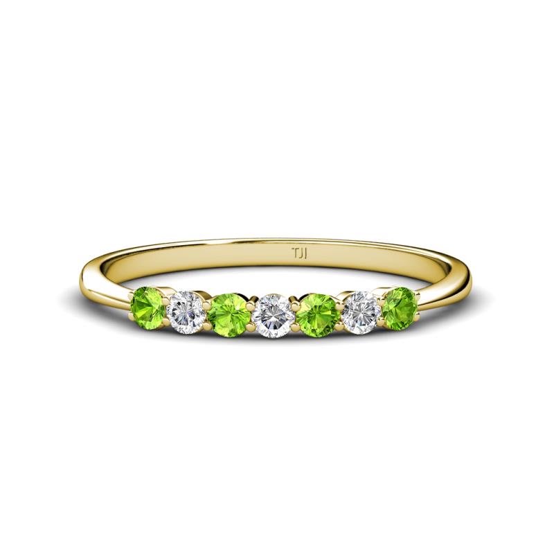 Reina 2.60 mm Peridot and Diamond 7 Stone Wedding Band 