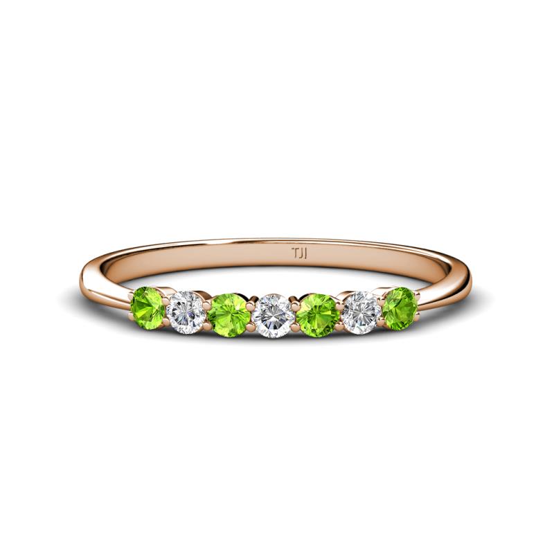 Reina 2.60 mm Peridot and Diamond 7 Stone Wedding Band 
