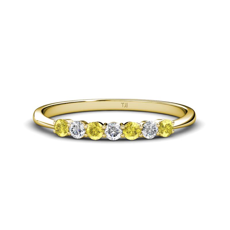 Reina 2.60 mm Yellow Sapphire and Diamond 7 Stone Wedding Band 