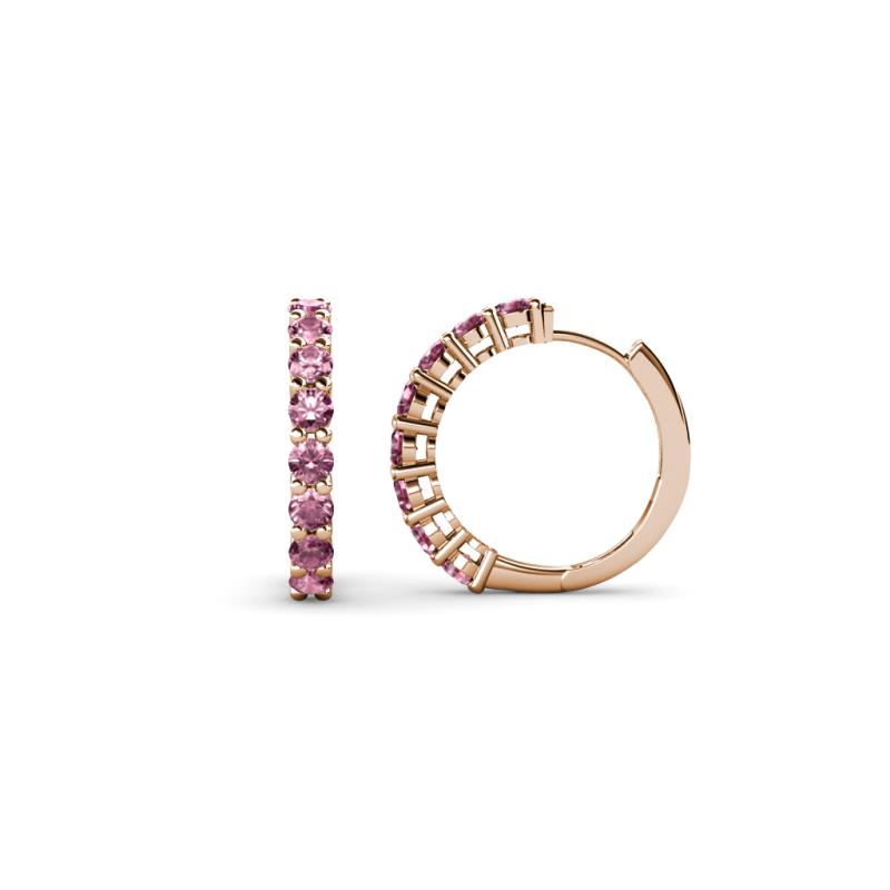 Raya Round Pink Tourmaline Hoop Earrings 