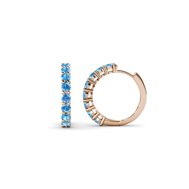 Raya Round Blue Topaz Hoop Earrings 