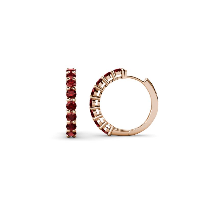 Raya Round Red Garnet Hoop Earrings 
