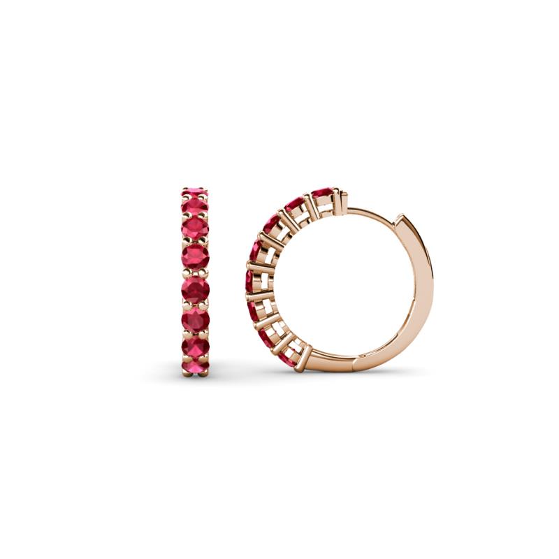 Raya Round Ruby Hoop Earrings 