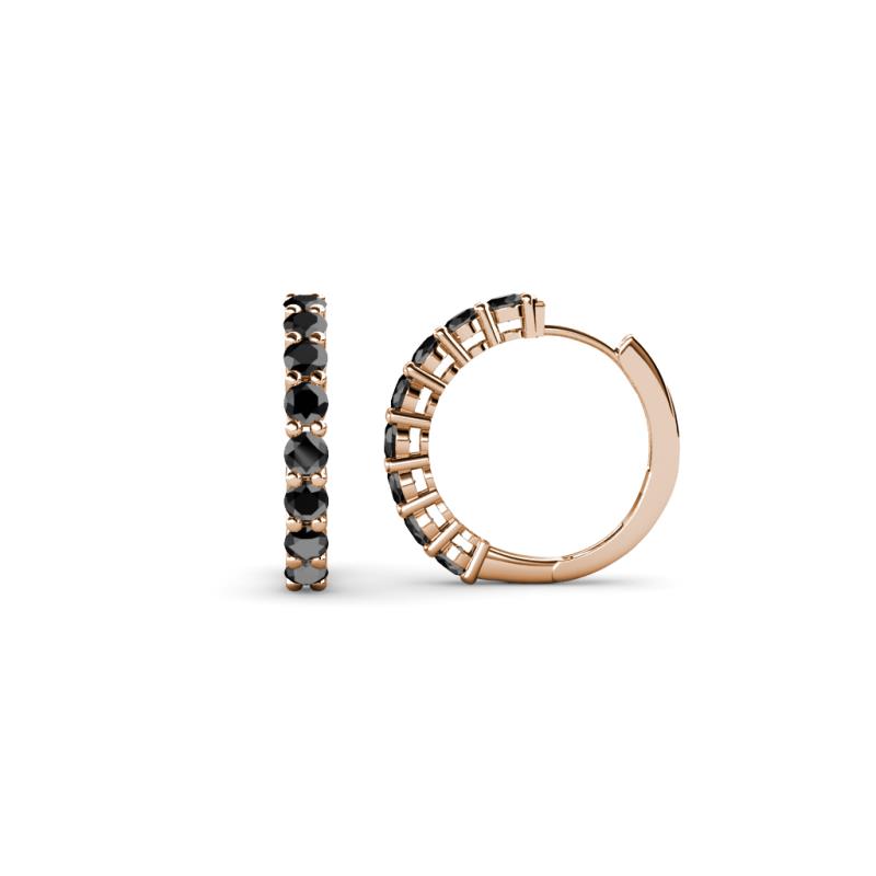 Raya Round Black Diamond Hoop Earrings 